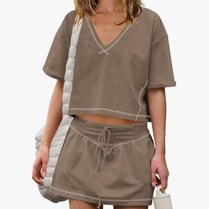 Amazon Women's Tan Skirt Set